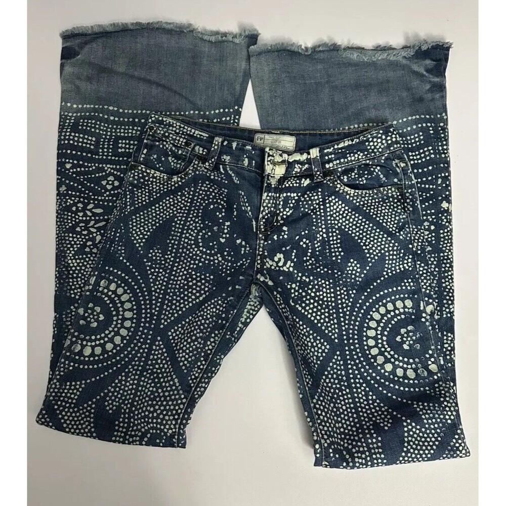 Free People Bali Print Women's Blue Flare Jeans